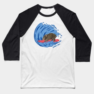 Wombat Vibes Beach Waves Wild Animal Summer Vacation Surfing Baseball T-Shirt